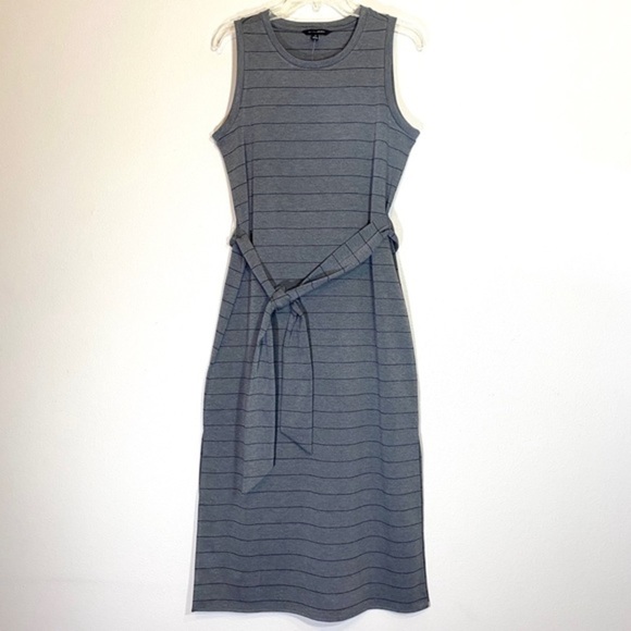 Nwt Dress Banana Republic Maxi Tank Dress Striped Midi Sleeveless Stretch Gray - Picture 6 of 14